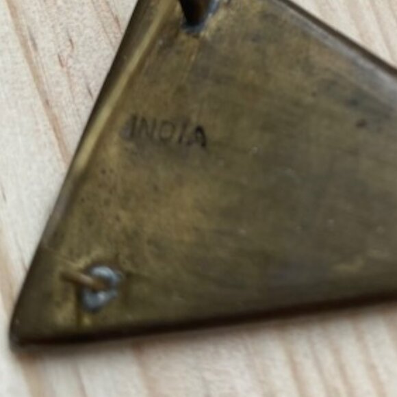 Vintage Indian Brass with Blue stones Triangle Brooch and Bangle - Picture 5 of 9